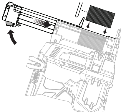 load narrow crown staples into RYOBI 18ga narrow crown stapler - step 3
